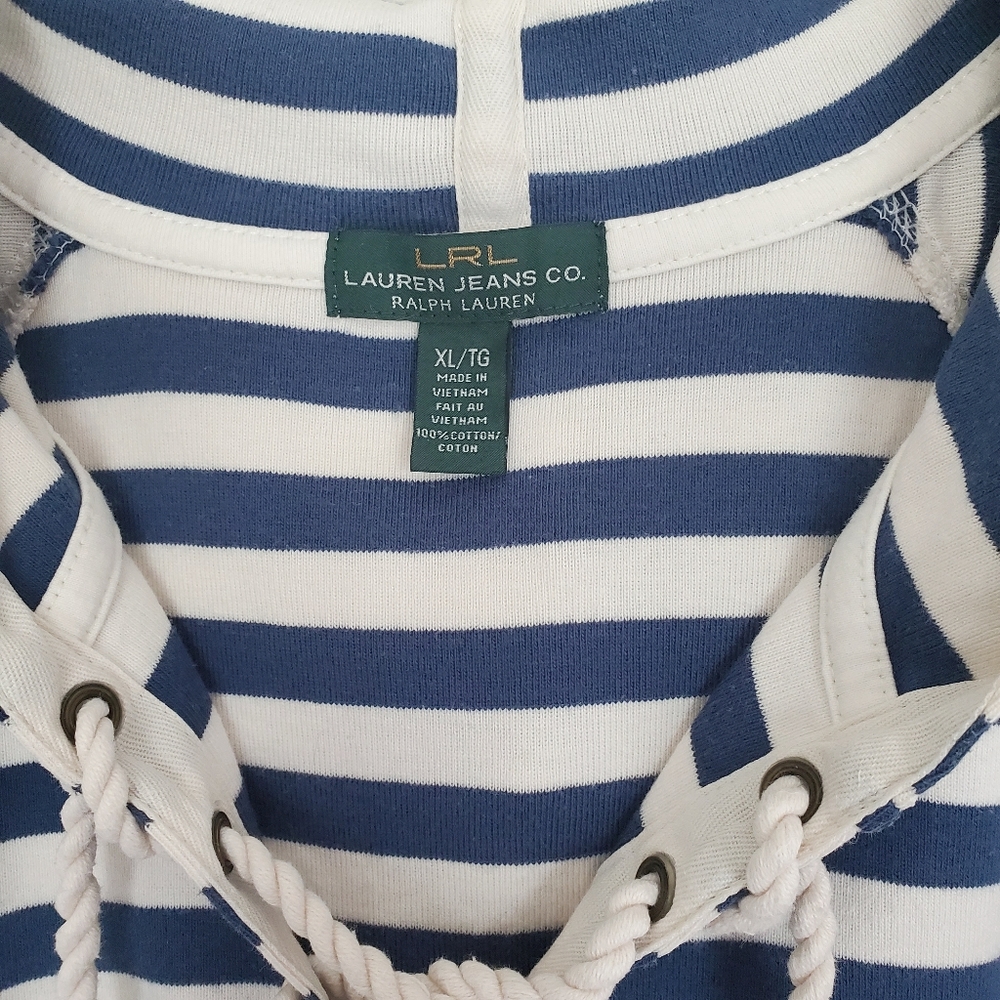 Lauren Ralph Lauren Nautical Stripe Terri Cotton Dress With Hood XL - Picture 6 of 6